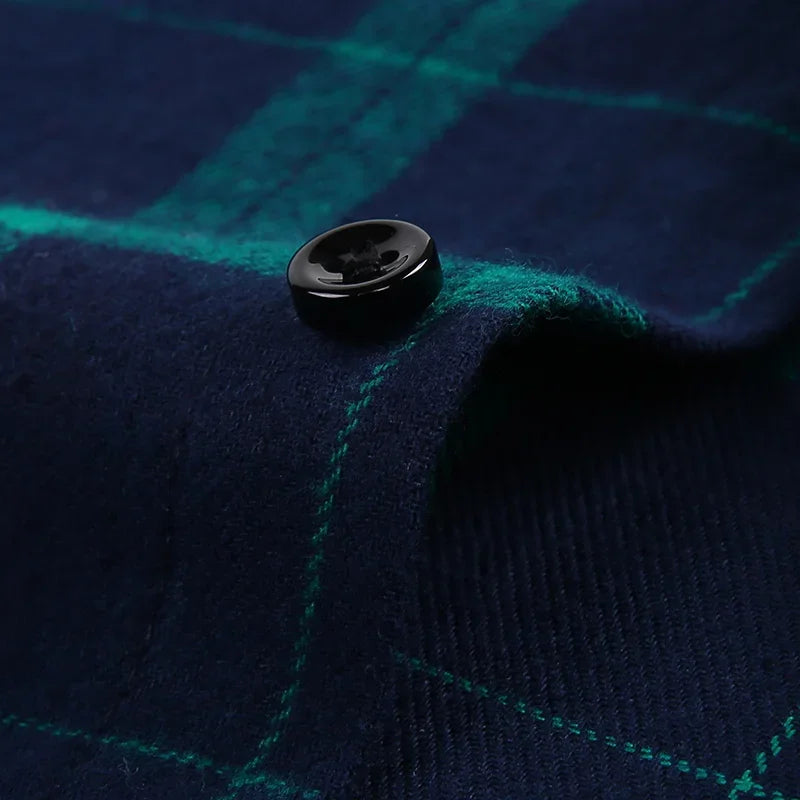 Camisa Hombre Franela Cuadros 2025 - Manga Larga Casual Primavera Otoño Slim Fit Algodón