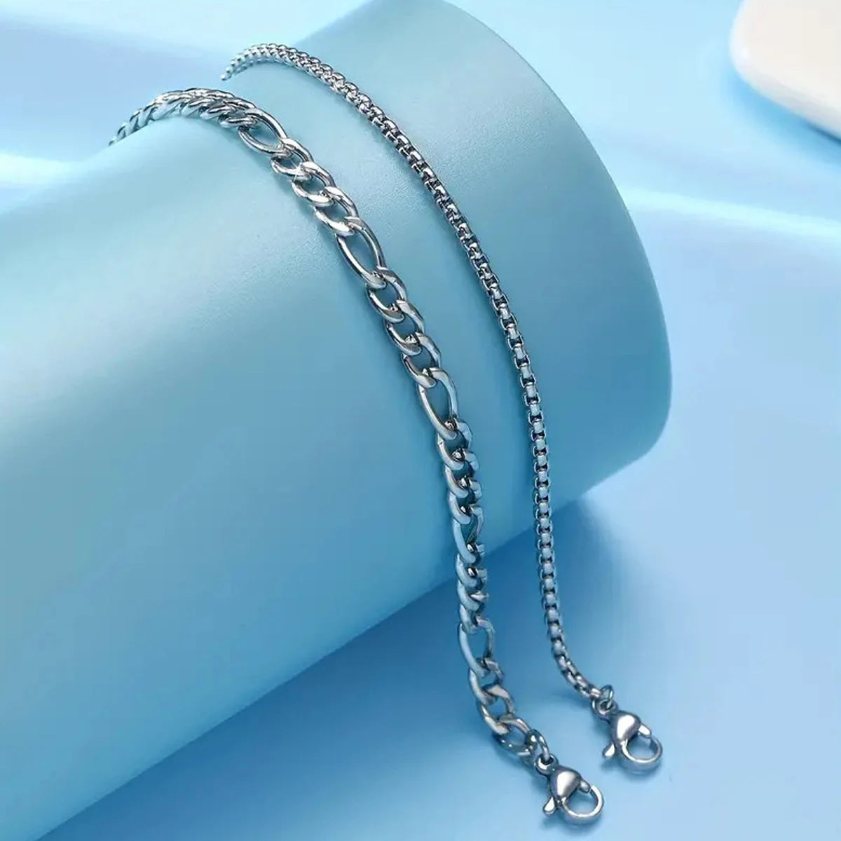 Set 2 Pulseras Hombre Cadena Oro Plata - Casual Urbano