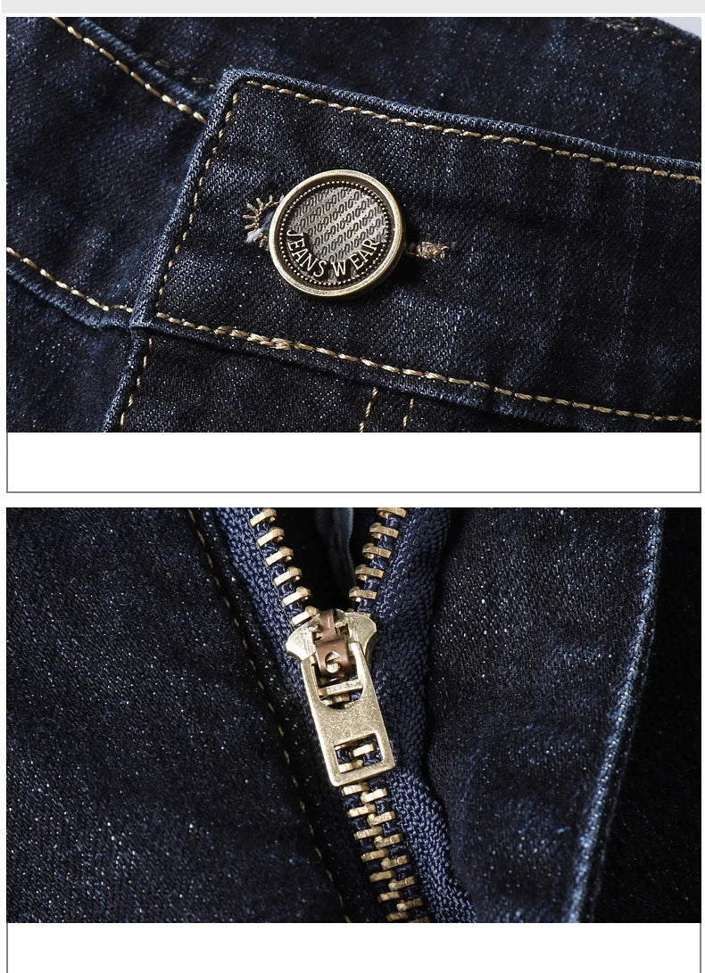 Vaqueros Hombre Business Stretch Slim - Jeans Casuales Clásicos Negro Azul