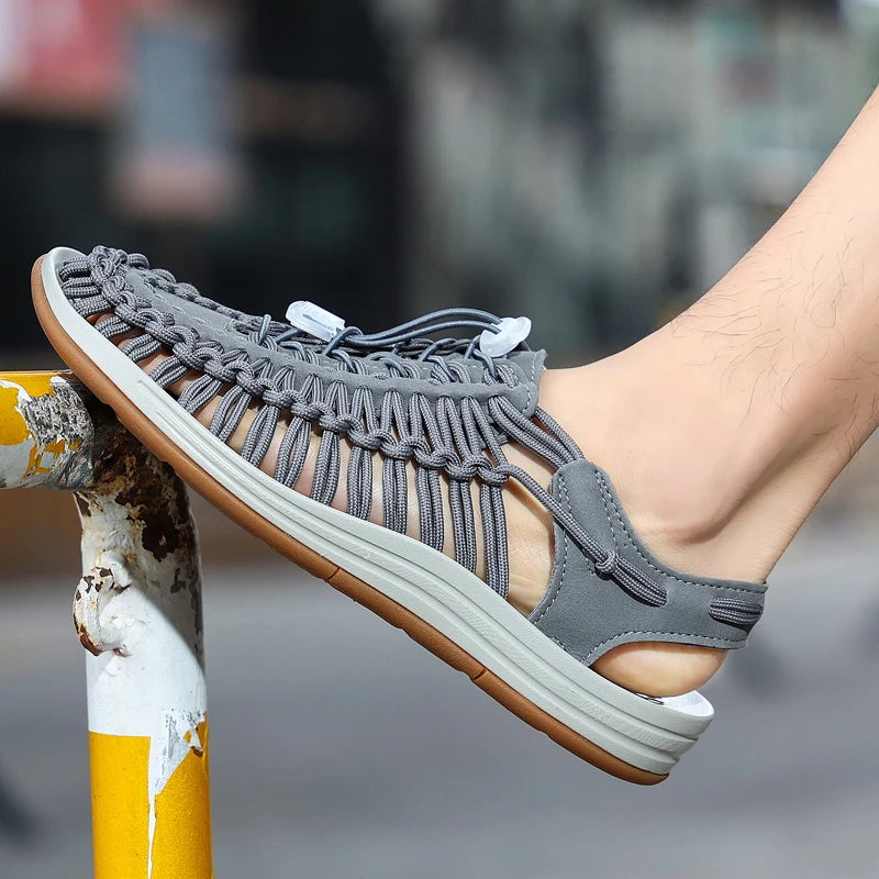 Sandalias Hombre Verano Tejidas - Outdoor Transpirables Slip-On Tallas Grandes