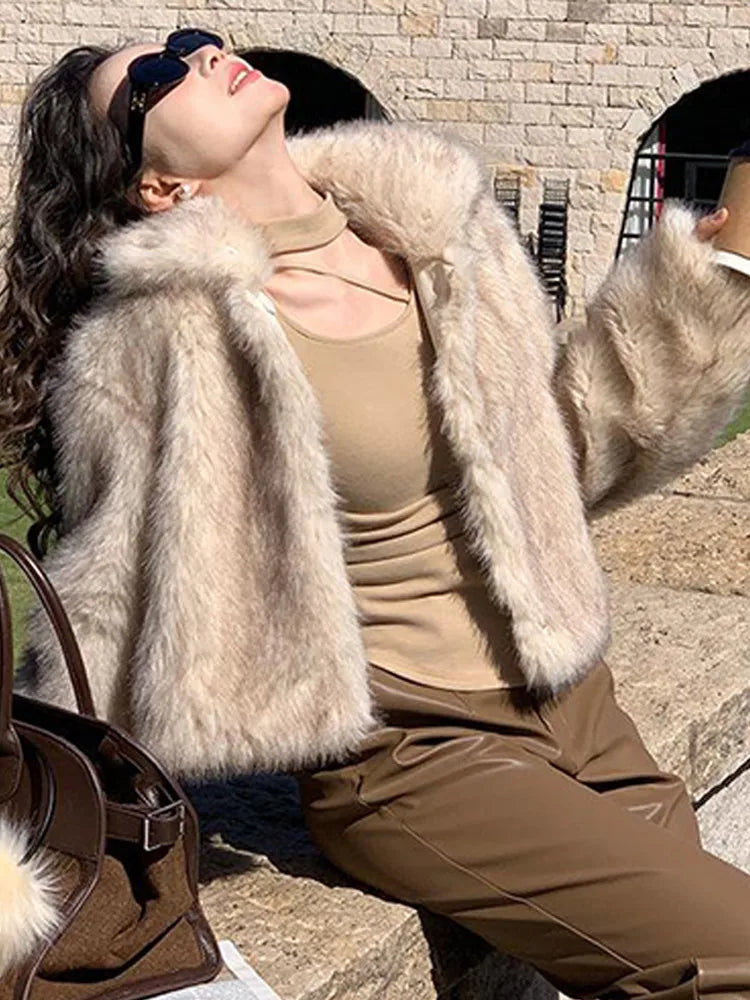 Chaqueta Piel Mujer Elegante - Chaqueta Cuello Alto Holgada 2025