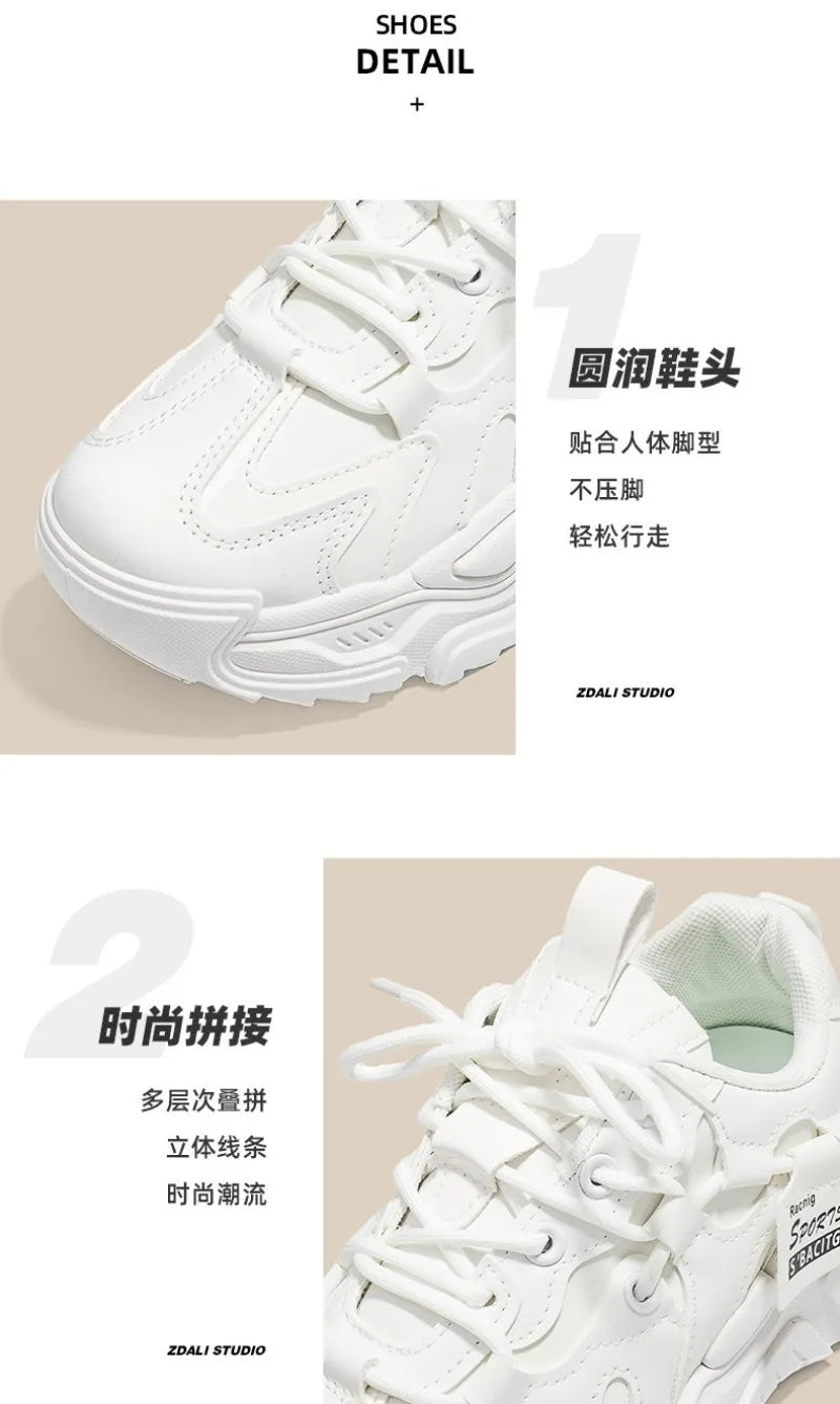 Sneakers Chunky Piel Mujer 2025 - Zapatillas Luxury Running Vulcanizadas