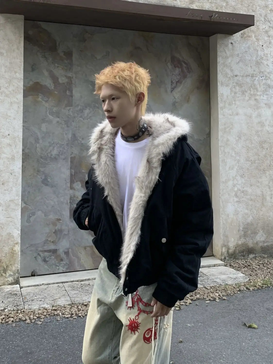 Sudadera Y2K Oversized Hombre - Hoodie Hip Hop Fox Fur Zipper Kpop