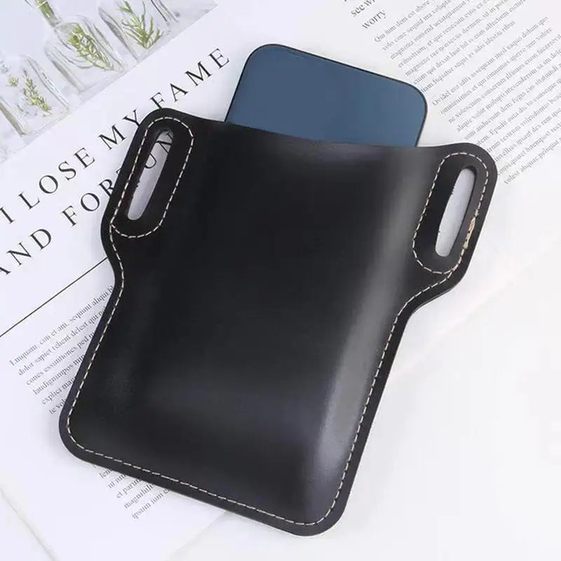 Bolsa Cinturón Cuero Vintage Hombre - Funda Móvil Clip Viaje Hiking Riñonera