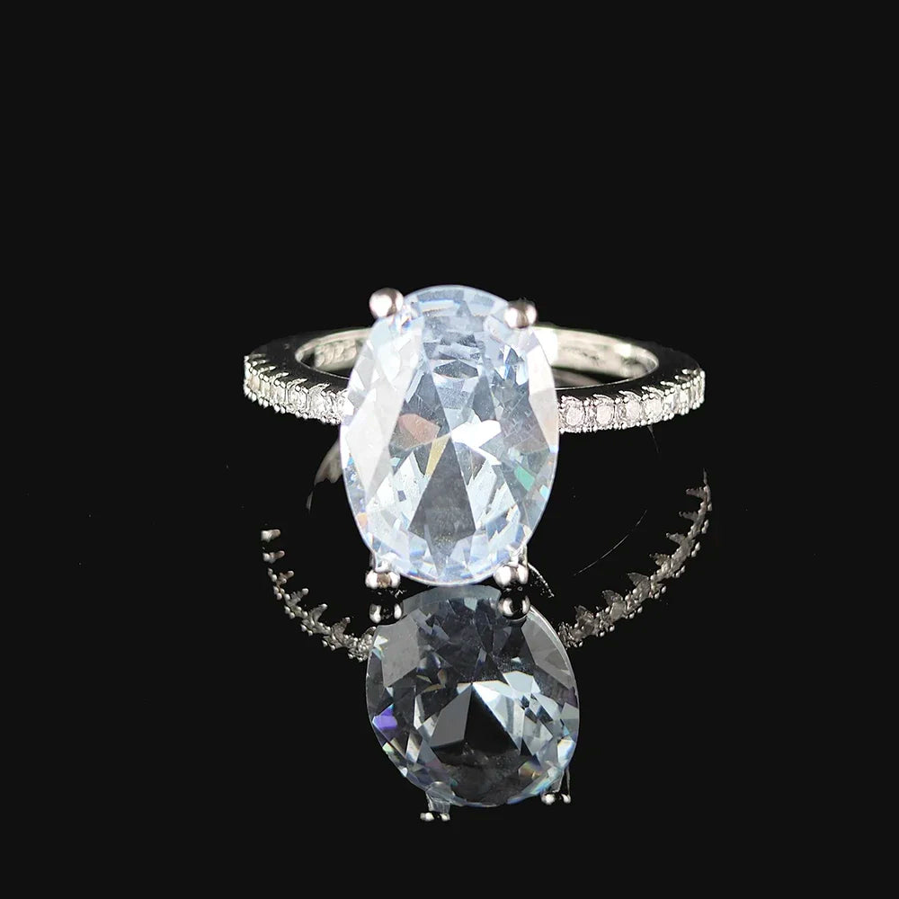 Anillo Oval Rosa Mujer - Oro Rosa Circonita Compromiso Personalizado