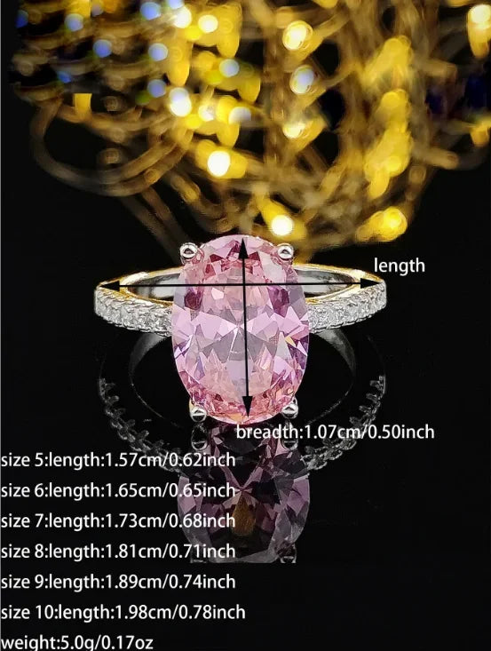 Anillo Oval Rosa Mujer - Oro Rosa Circonita Compromiso Personalizado