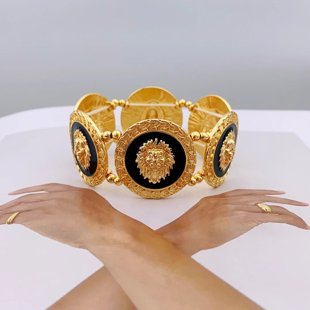 Pulsera Cabeza León Trenzada Unisex - Aleación Premium