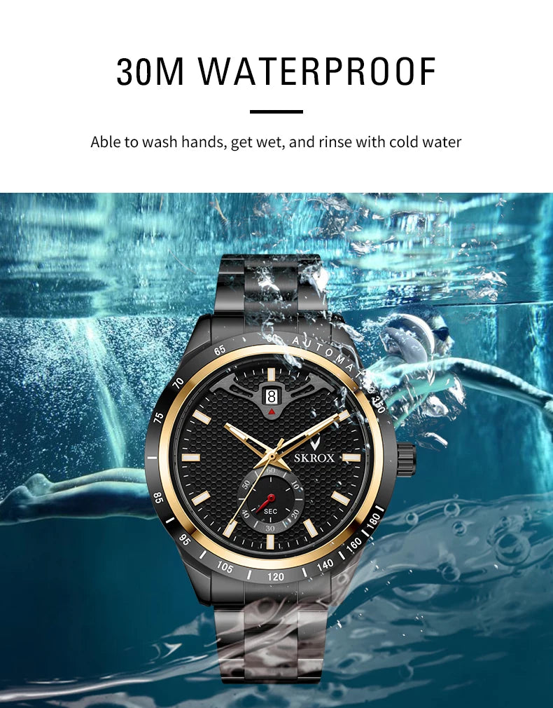 Reloj SKROX Automático Mecánico - Zafiro Acero Inoxidable Military Resistente al Agua