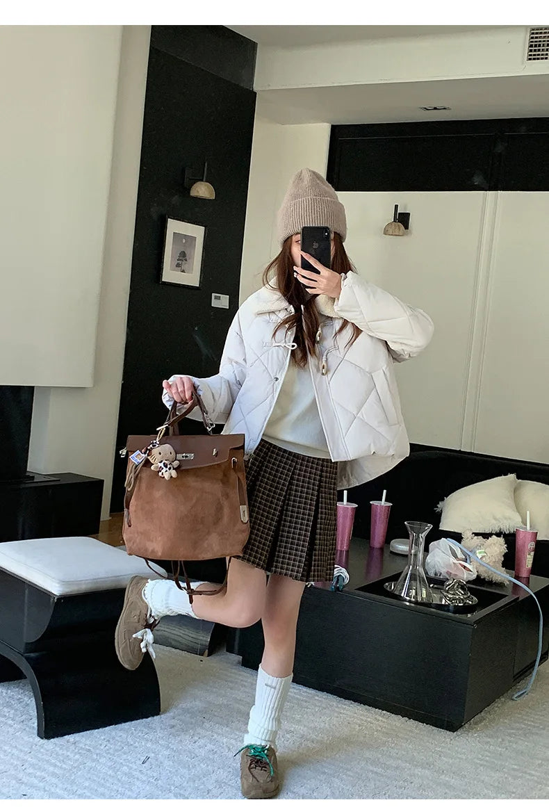 Chaqueta Algodón Mujer Tendencia - Chaqueta Estilo Chino Cuello Lana 2025