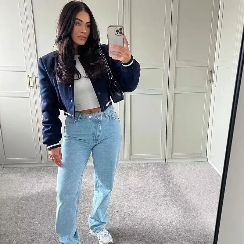 Chaqueta Bomber Mujer Otoño - Jacket Corta Aviador Manga Larga 2025