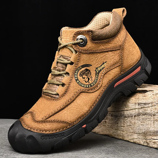 Botas Outdoor Hombre Cuero Genuino - Hiking Climbing Cálidas Invierno Nieve Plataforma
