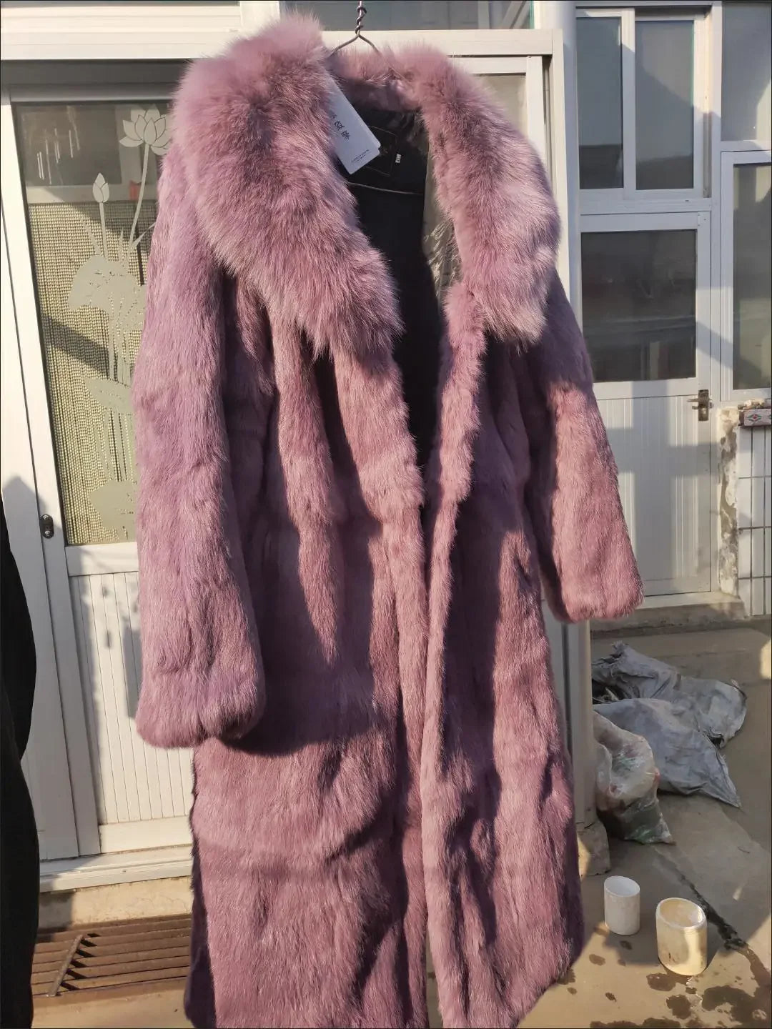 Abrigo Piel Conejo Rex Mujer - Abrigo Largo Cuello Zorro Fashion Invierno