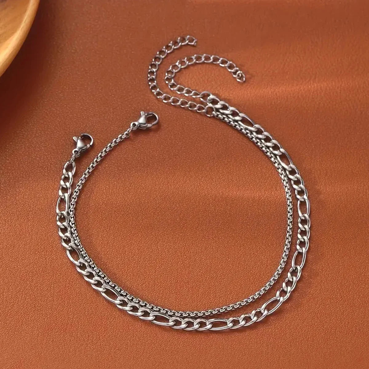 Set 2 Pulseras Hombre Cadena Oro Plata - Casual Urbano