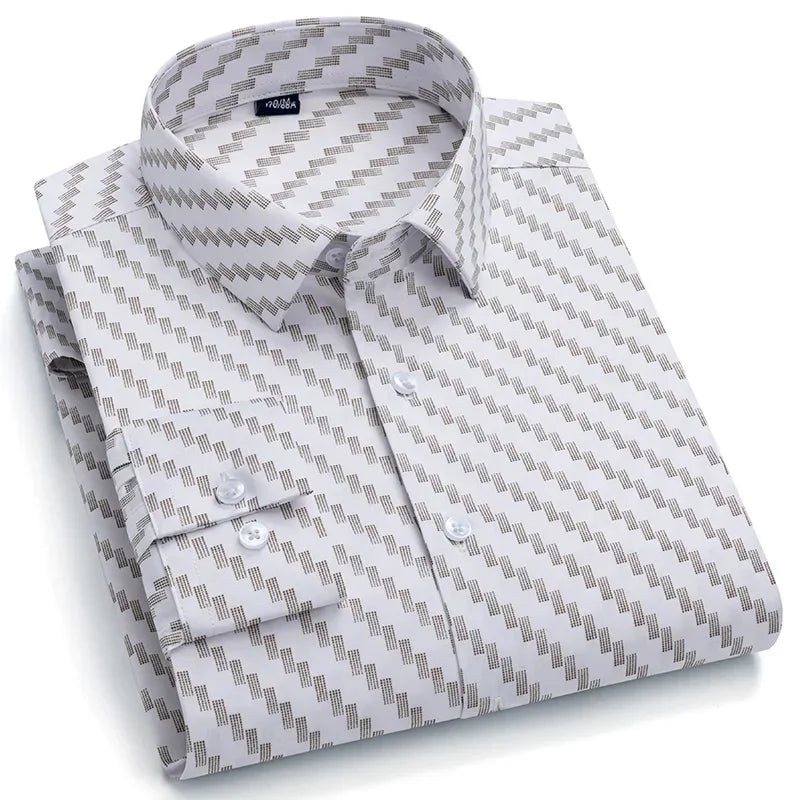 Camisa Hombre Estampada Vintage Slim Fit - Manga Larga Cuadros Suave Fashion Designer