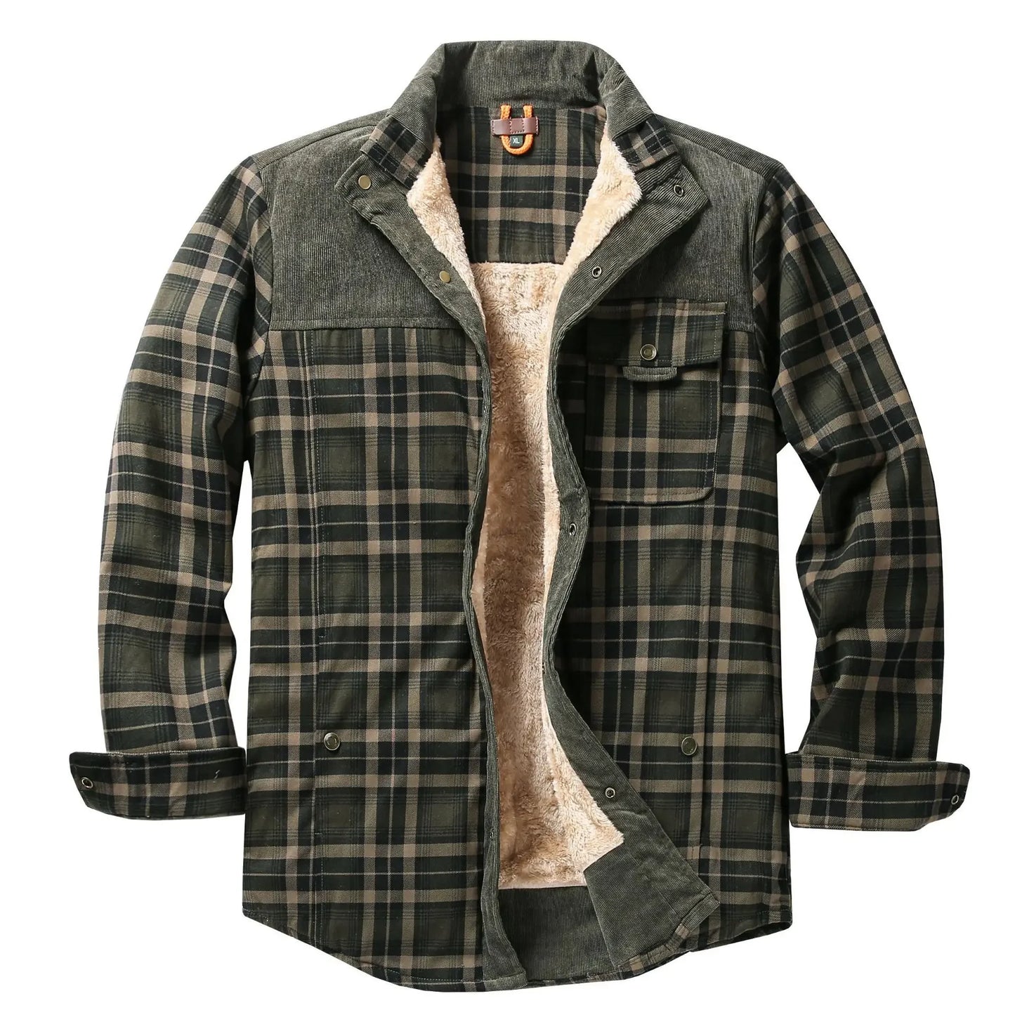 Camisa Hombre Cuadros Forro Polar Invierno - Europea Americana Casual Gruesa Algodón Chaqueta S-XXXXL