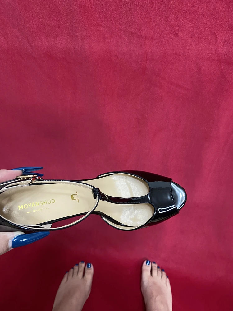 Sandalias Mujer Tacón Alto Sexy - Sandalias Boca Pez Cordones 12cm 2025