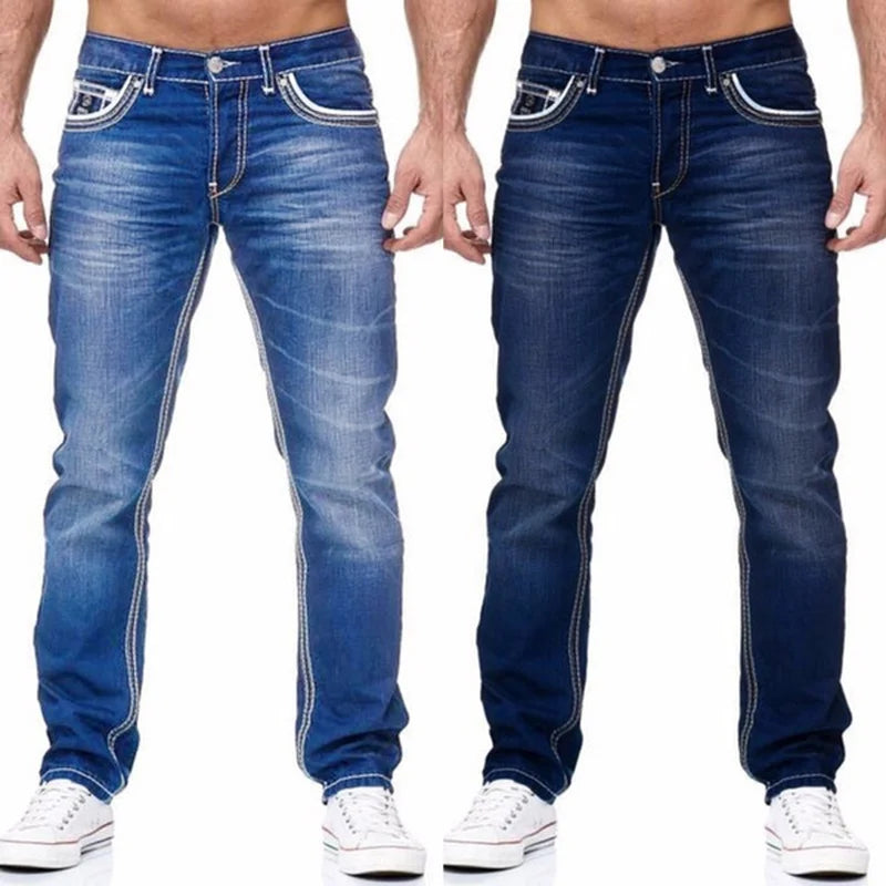 Vaqueros Negros Hombre Streetwear - Jeans Rectos Bolsillos Primavera Otoño Alta Calidad