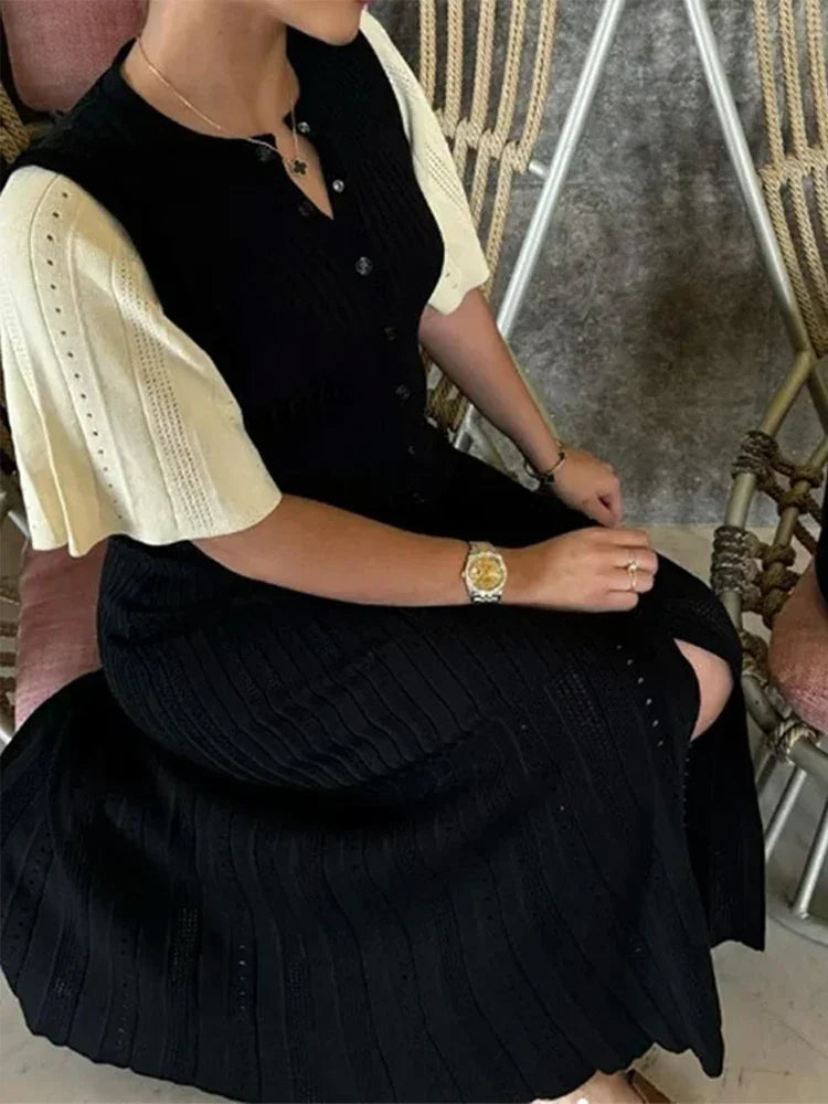 Vestido Punto Mujer Elegante - Vestido Largo Primavera 2025