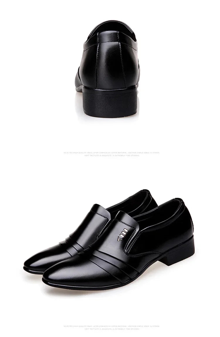 Zapatos Vestir Hombre Cuero PU Negro - Mocasines Oxford Punta Puntiaguda Boda Business