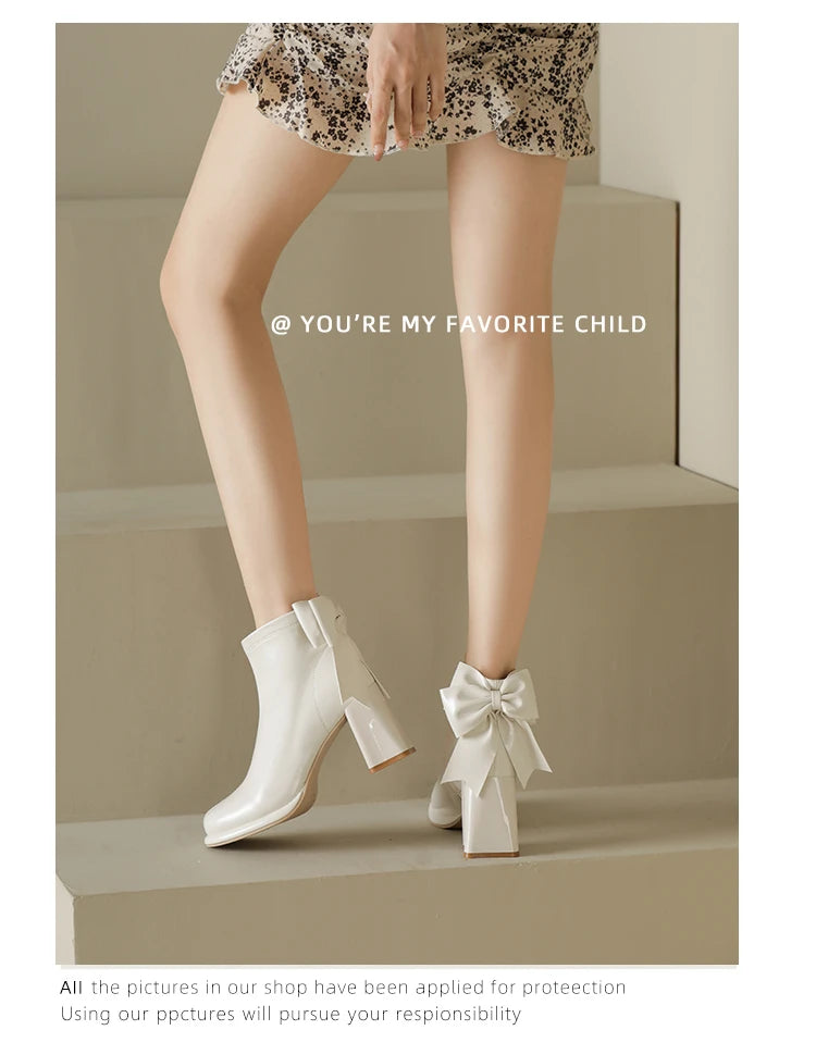 Botas Tobillo Mujer Plataforma Tacón - Lazo Trasero Calcetín Otoño Punk