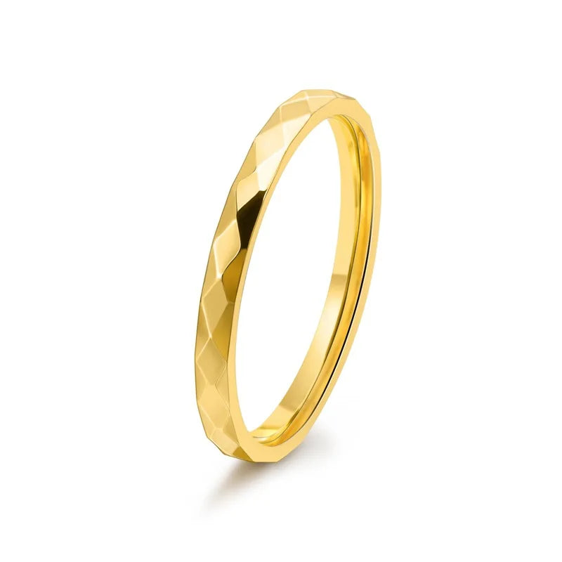 Anillo Apilable Acero Inoxidable - Multifacético Boda Mujer Talla 5-10