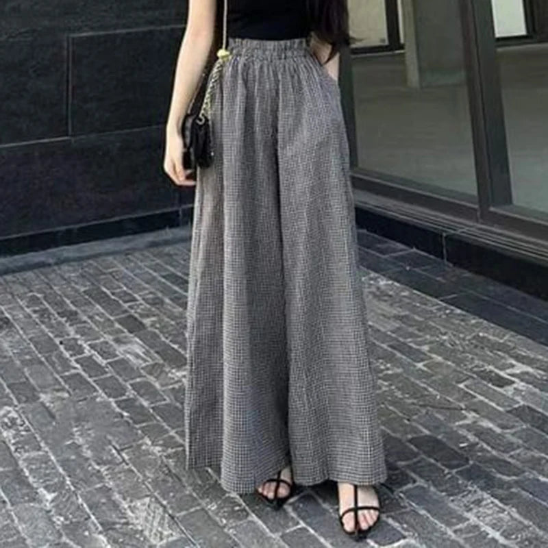 Pantalón Pierna Ancha Mujer Cuadros - Pantalón Palazzo Verano 2025