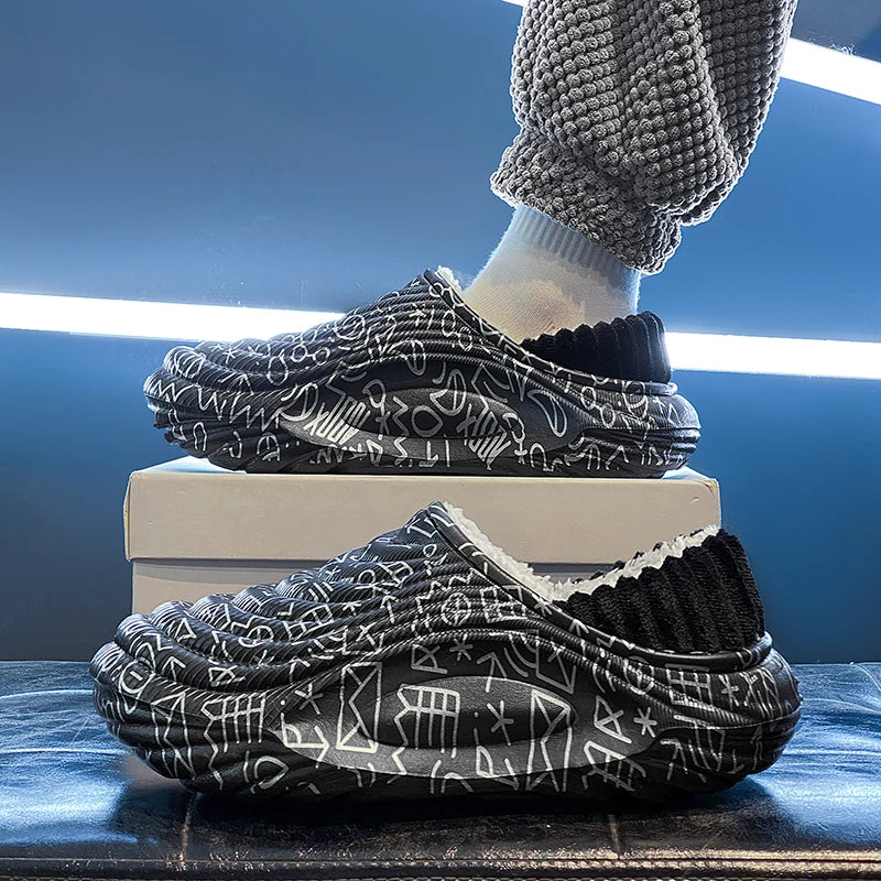 Pantuflas Hombre Invierno Algodón - Cálidas Antideslizantes Impermeables Talón