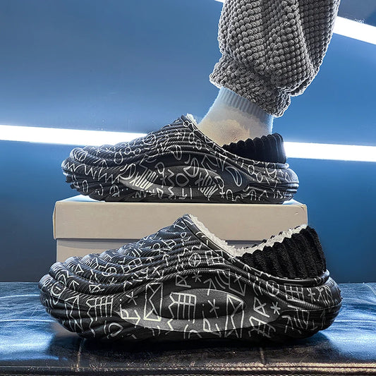 Pantuflas Hombre Invierno Algodón - Cálidas Antideslizantes Impermeables Talón