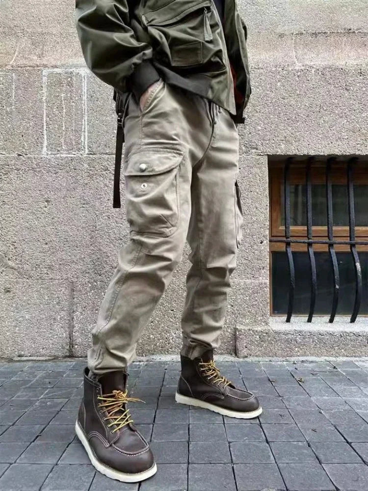 Pantalones Cargo Hombre Trekking - Motocicleta Gris Hiking Outdoor Coreano