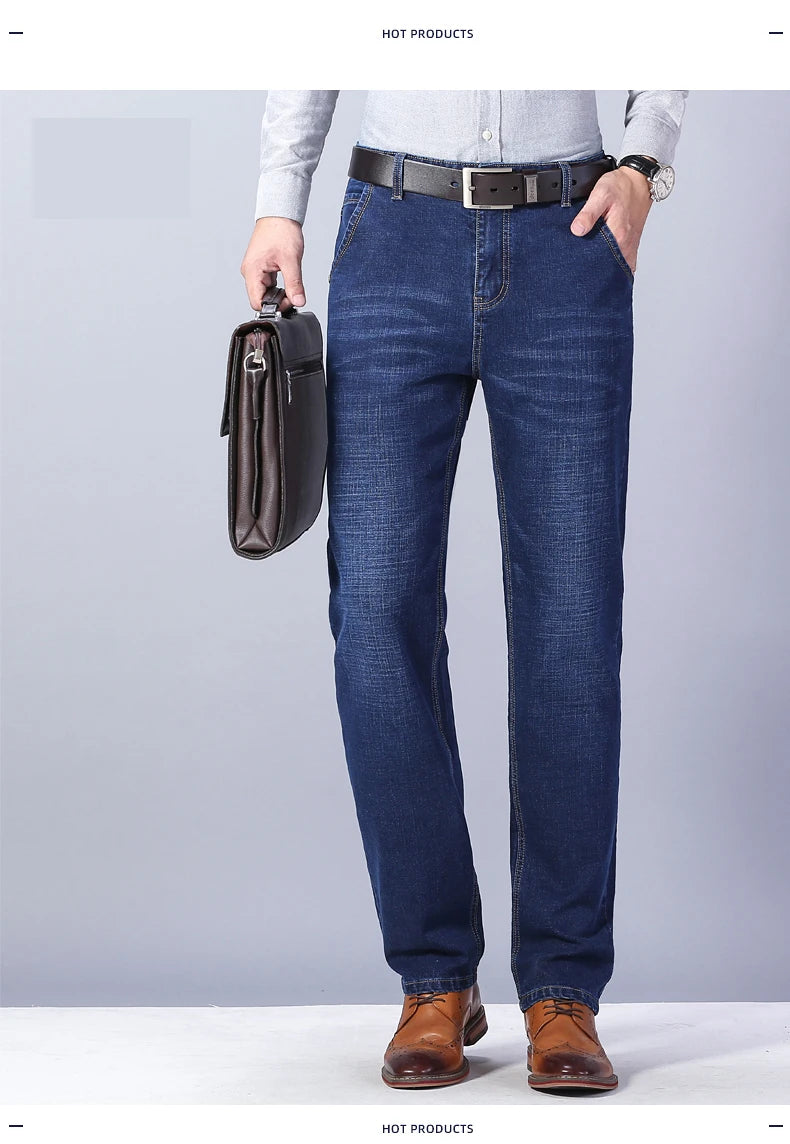 Vaqueros Hombre Business Stretch Slim - Jeans Casuales Clásicos Negro Azul
