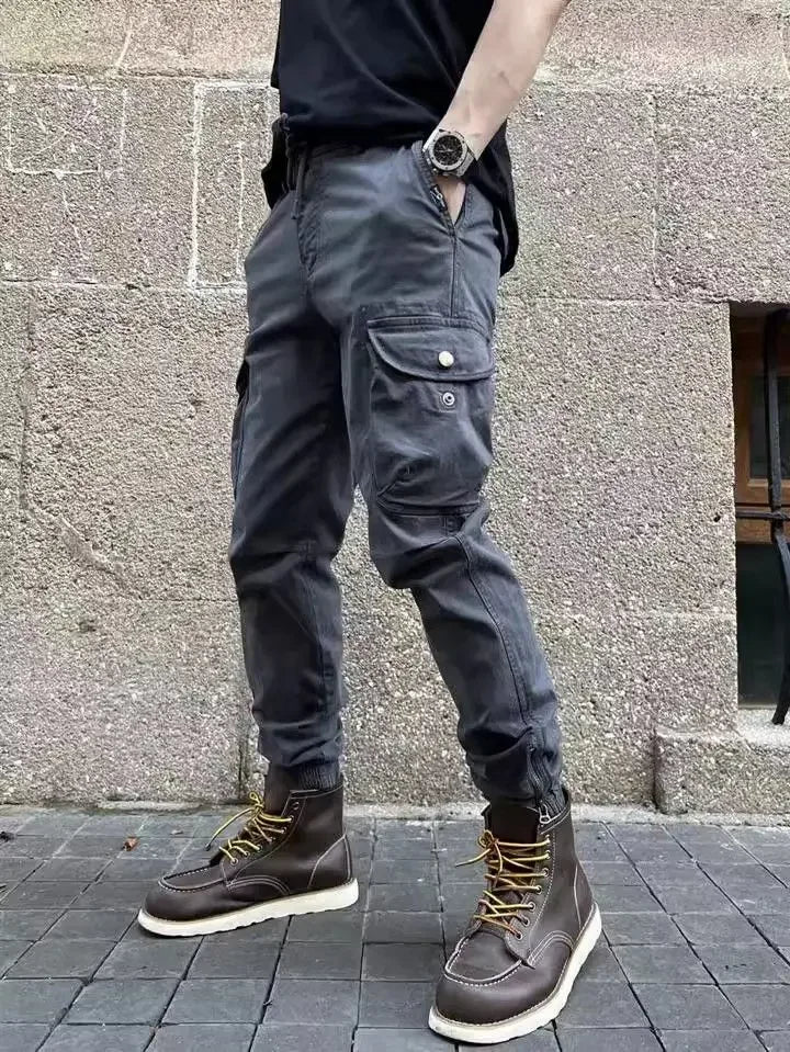 Pantalones Cargo Hombre Trekking - Motocicleta Gris Hiking Outdoor Coreano