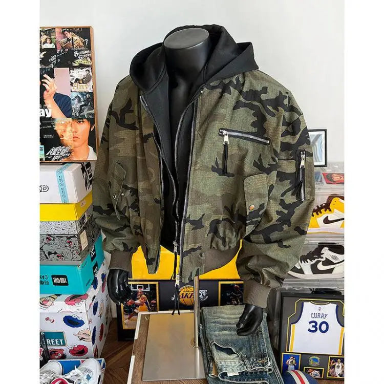 Chaqueta Bomber Camuflaje Americana Retro - Jacket Cortavientos Hombre
