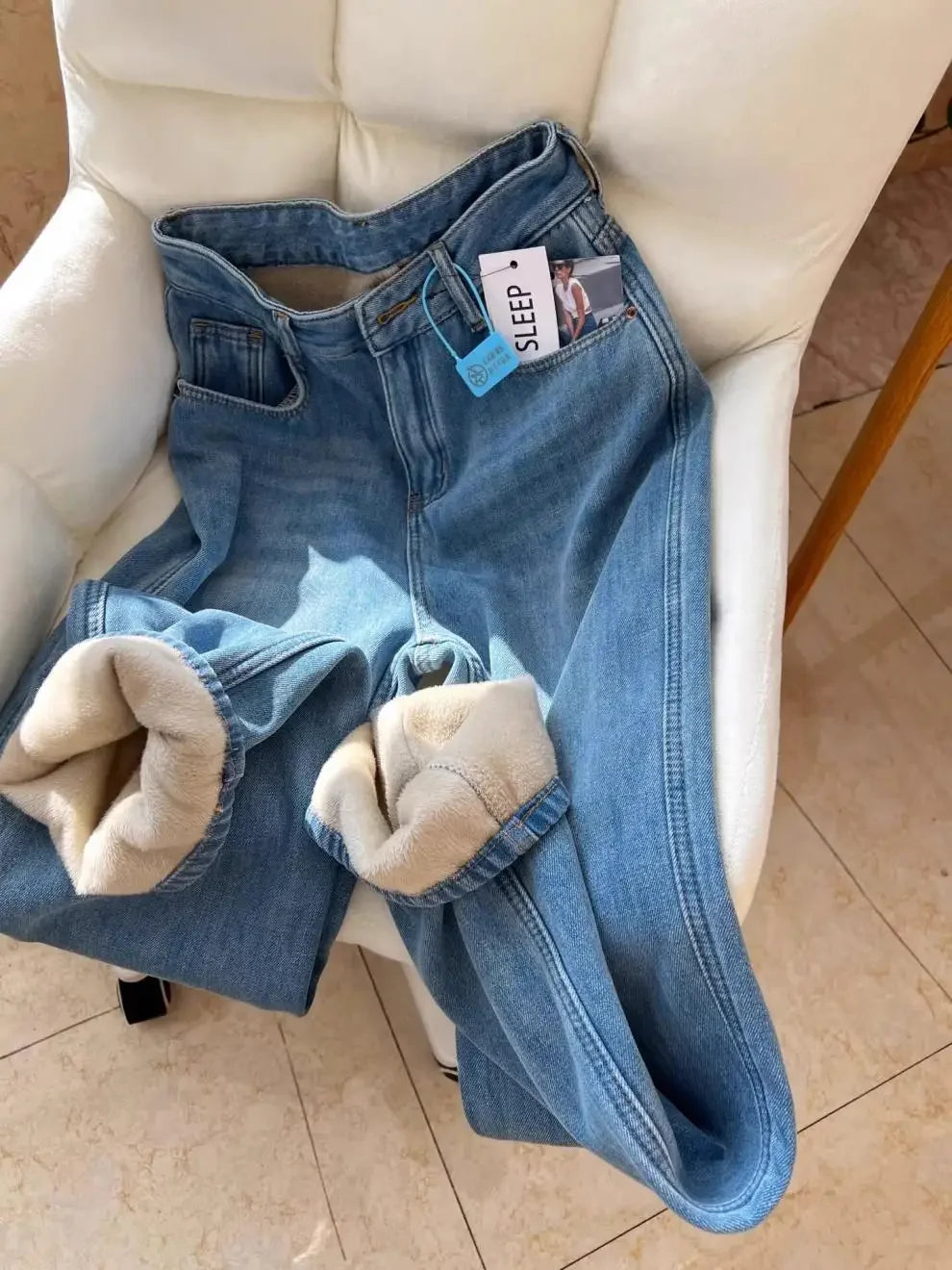 Vaqueros Mujer Forro Polar Invierno - Jeans Pierna Ancha Térmicos Gruesos