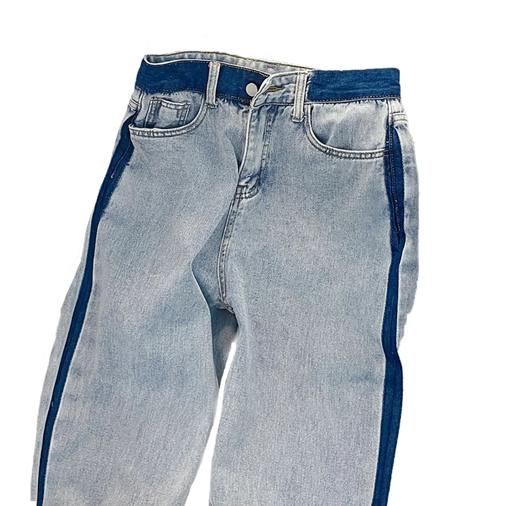 Jeans Oversize Mujer Cintura Alta - Pantalones Anchos Azul Streetwear