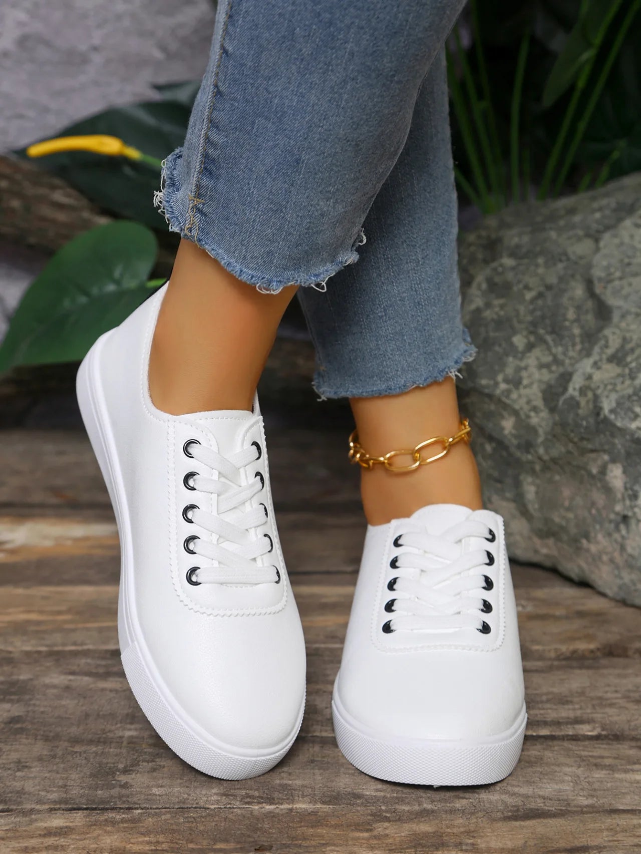 Sneakers Mujer Verano 2025 - Zapatillas Transpirables Suela Suave Blancas