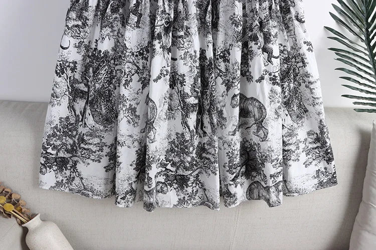 Falda Chiffon Mujer Estampada Antigua - Falda Línea A Cintura Alta Primavera 2025