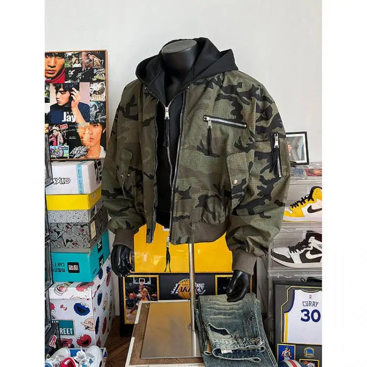 Chaqueta Bomber Camuflaje Americana Retro - Jacket Cortavientos Hombre