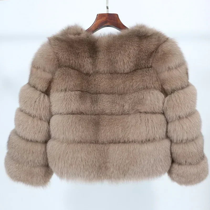 Abrigo Piel Zorro Mujer Invierno 2025 - Chaqueta Lujo Mapache Natural