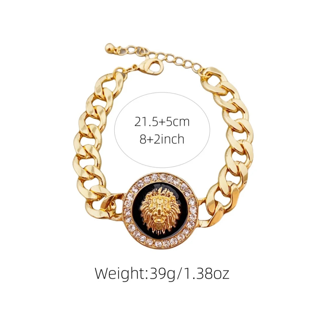 Pulsera Cabeza León Trenzada Unisex - Aleación Premium