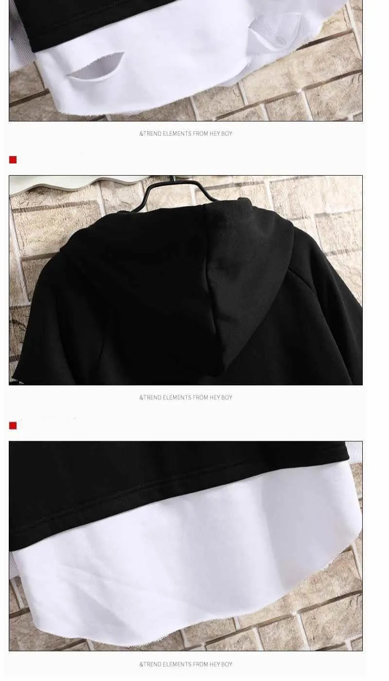 Sudadera Y2K Hombre Coreana - Hoodie Streetwear Hip Hop Anime Negro