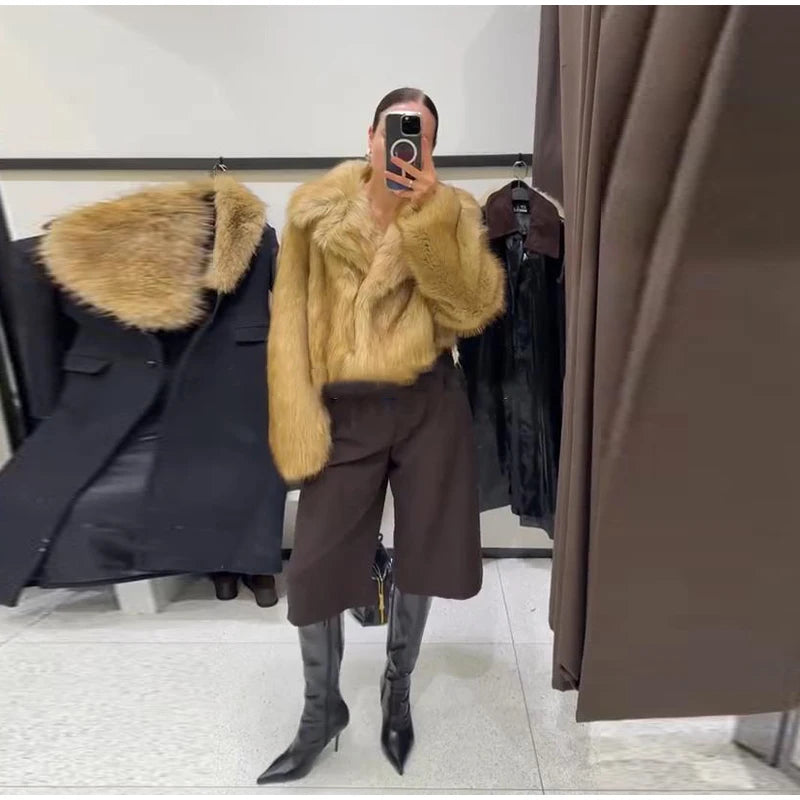 Chaqueta Piel Mujer Elegante - Chaqueta Cuello Alto Holgada 2025