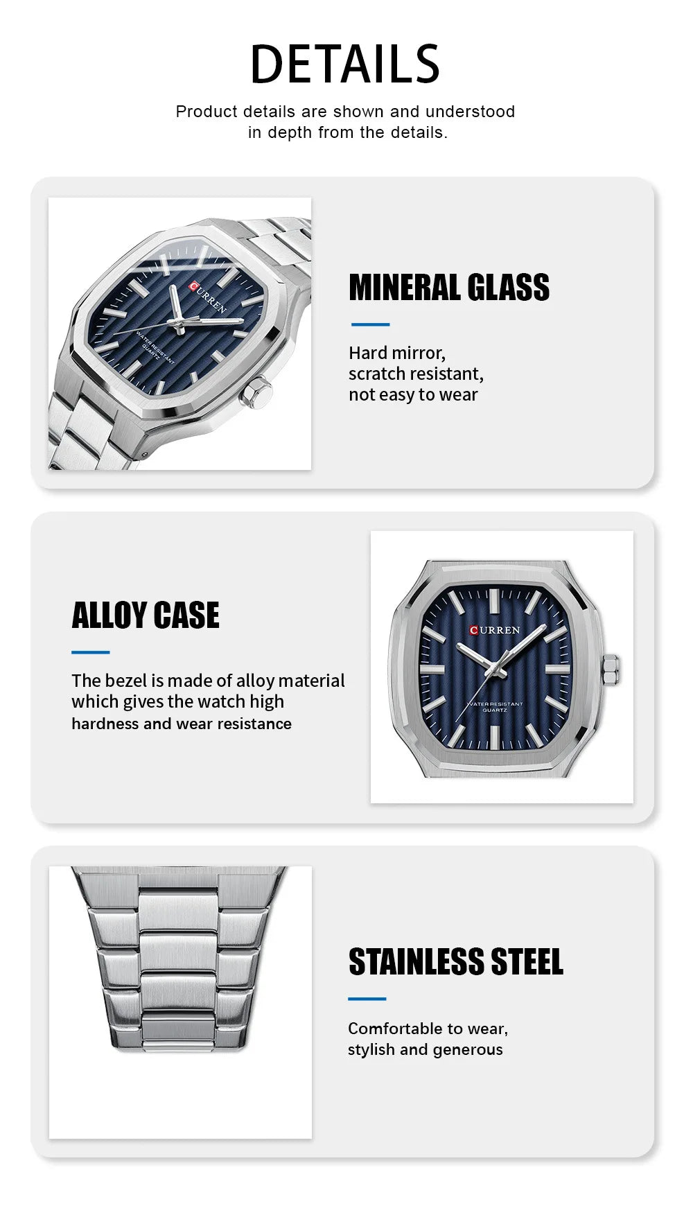 Reloj CURREN 8458 para Hombre - Cuarzo Business Resistente al Agua con Correa de Acero