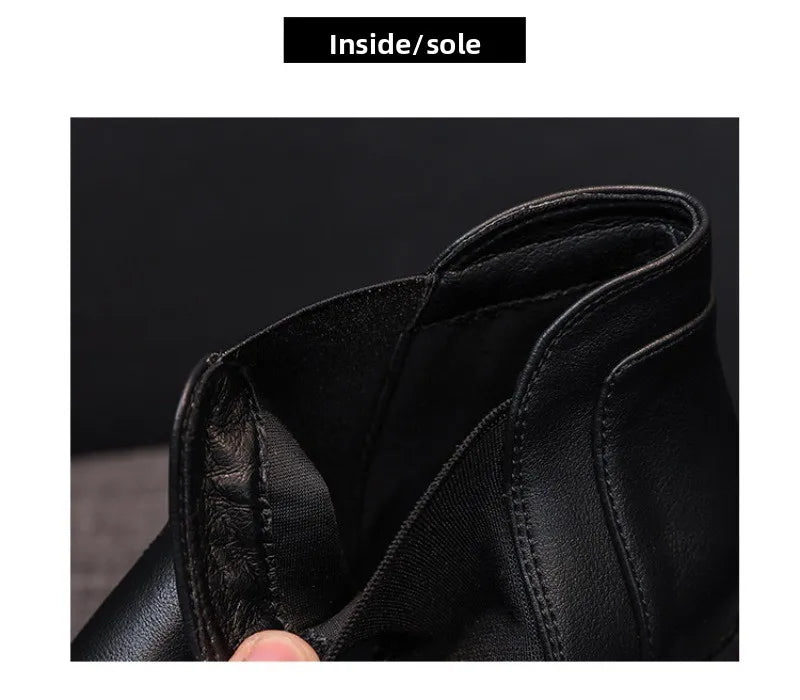 Botas Mujer Alta Calidad Casual - Suela Gruesa Tacón Alto Negro Trabajo