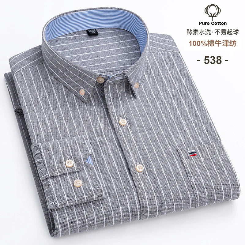 Camisa Hombre Business Cuadros 2024 - Fashion Trabajo Algodón Casual Vestir Slim Fit Manga Larga Botones