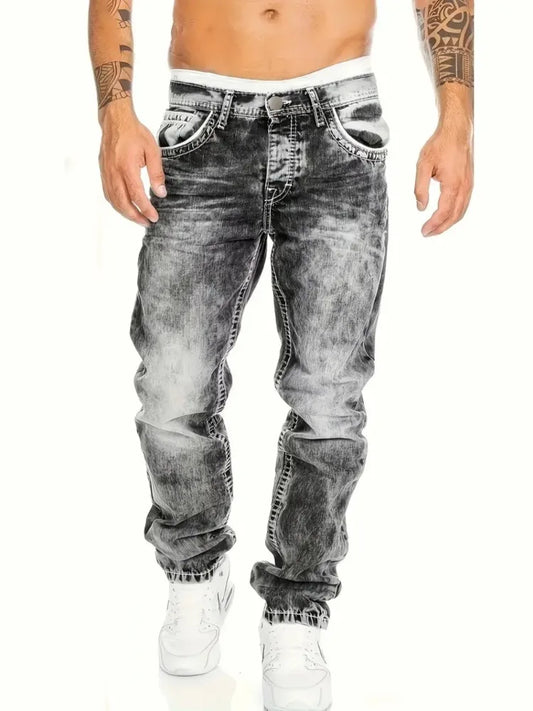 Vaqueros Hombre Europeos Americanos Otoño - Jeans Slim Elásticos Lavado Vintage Streetwear