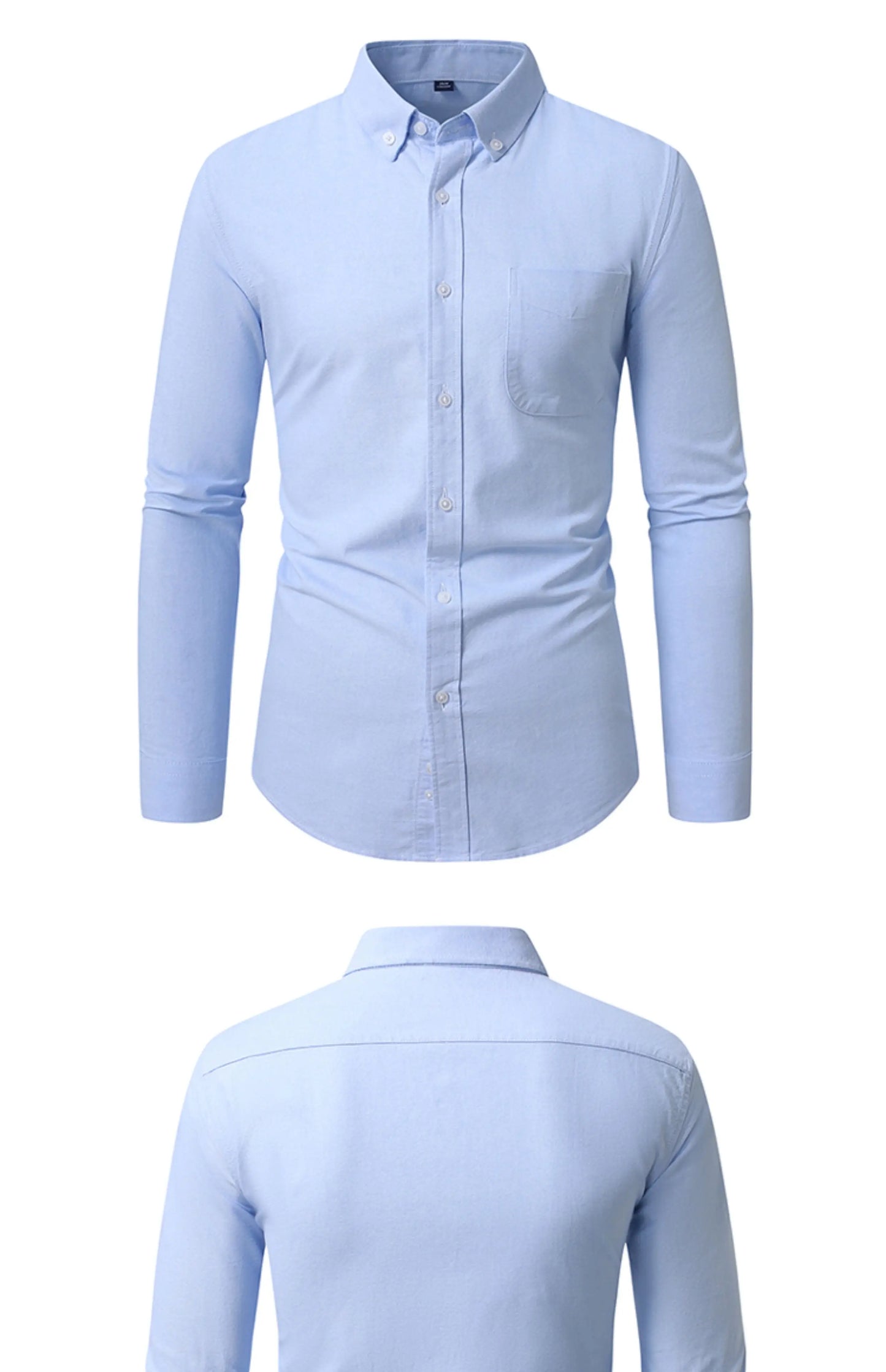 Camisa Hombre Algodón Resistente - Alta Calidad Manga Larga Color Sólido Rayas