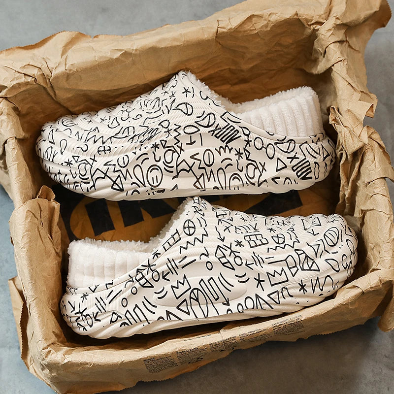 Pantuflas Hombre Invierno Algodón - Cálidas Antideslizantes Impermeables Talón