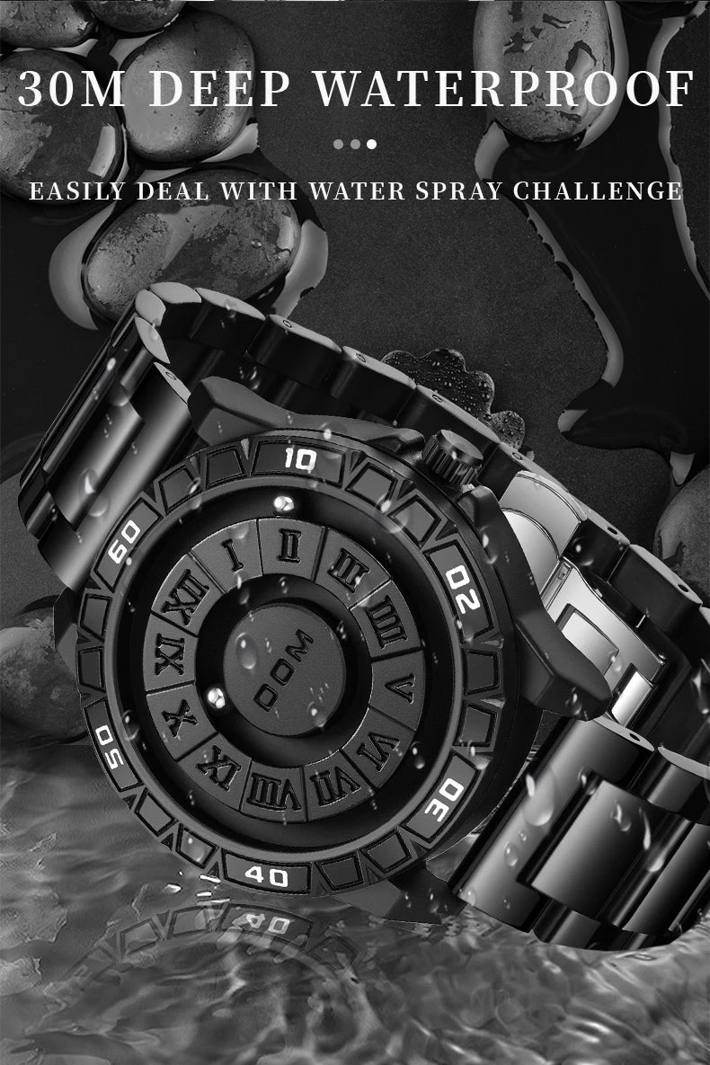 Reloj DOM 1726 Diseño Magnético - Bola Giratoria Cuarzo Romano Resistente al Agua