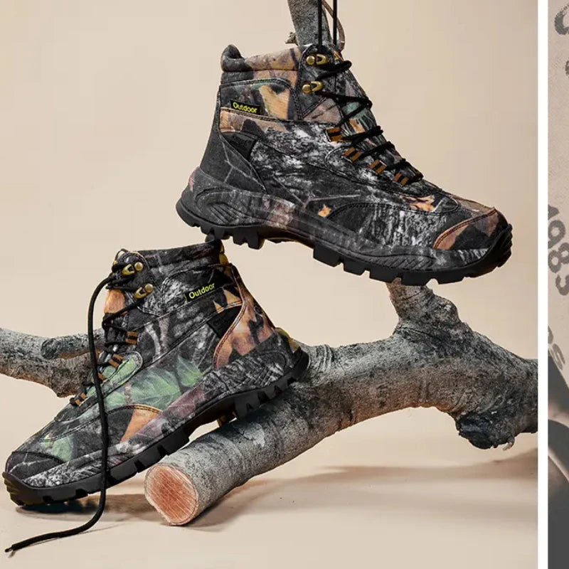 Botas Hombre Camuflaje Caza - High-Top Transpirables Deportivas Outdoor Senderismo Resistentes Impermeables Montañismo