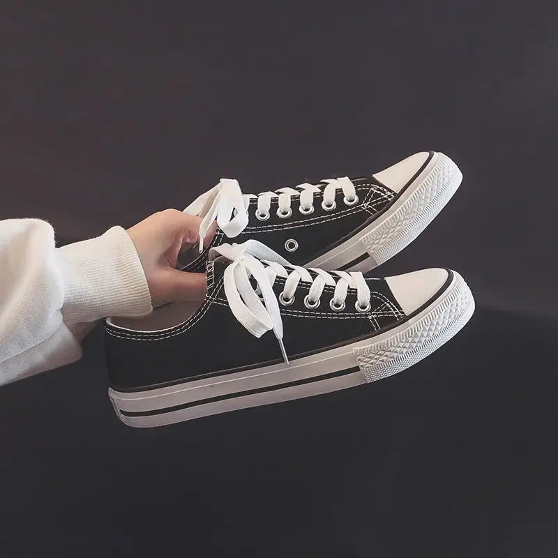 Zapatos Canvas Mujer Blancos - Zapatillas Planas Cordones Primavera 2025